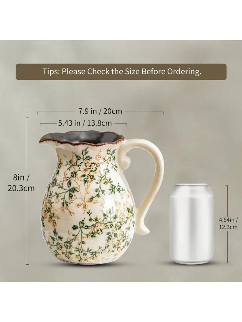 Vintage Green Ceramic Flower Vase | Rustic Farmhouse Decor for Home & Wedding